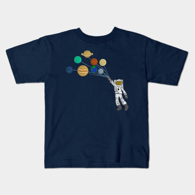 Astroballoons - Balloon Planets Kids T-Shirt by Geometrico22